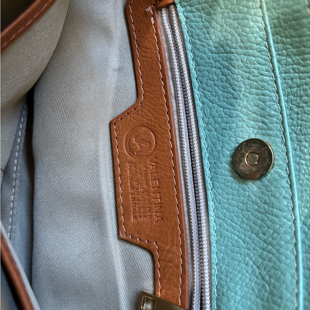 Valentina Mint Green Pebbled Leather Crossbody Bag - Picture 4 of 7